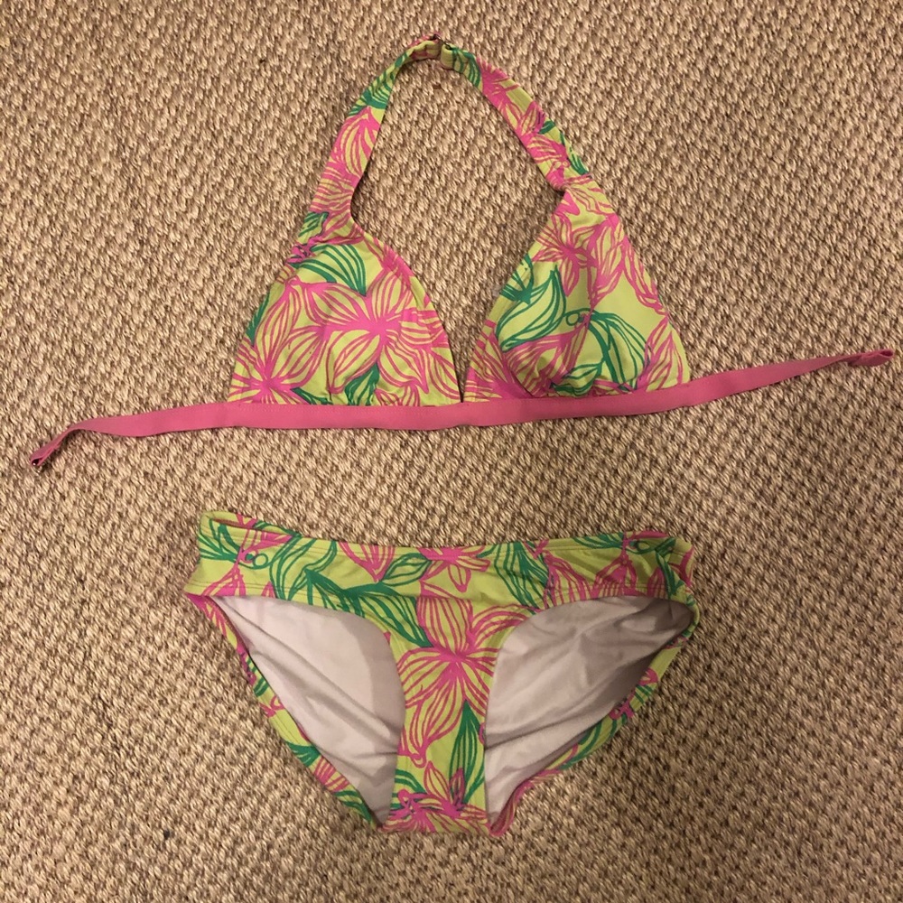 Lilly Pulitzer pink and green bikini sz 8